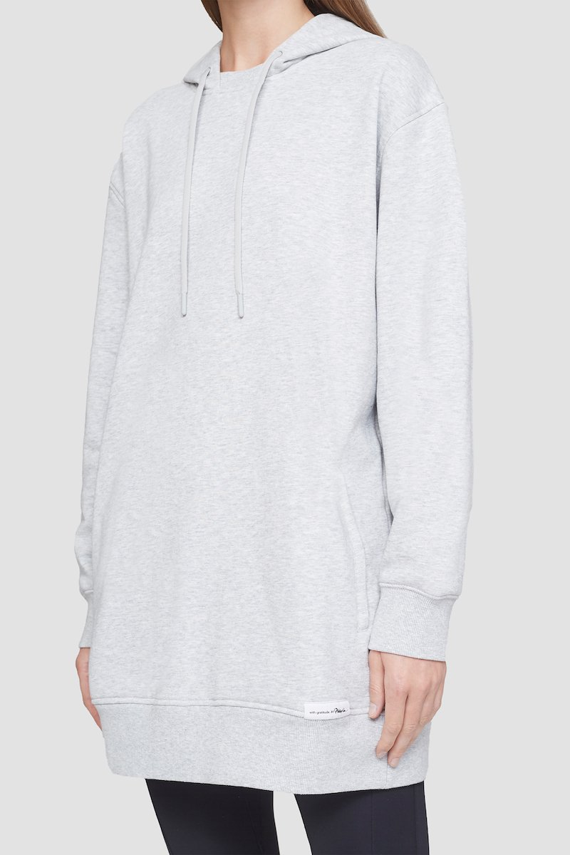 The Live-In Sweat Dress-grey #0 The Live-In Sweat Dress, Light heather grey stretch cotton The Live-In sweatshirt dress from 3.1 PHILLIP LIM featuring drawstring hood, drop shoulder, long sleeves, two side slit pockets, ribbed edge and thigh-length.- 4