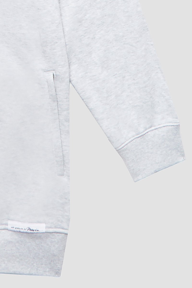 The Live-In Sweat Dress-grey #0 The Live-In Sweat Dress, Light heather grey stretch cotton The Live-In sweatshirt dress from 3.1 PHILLIP LIM featuring drawstring hood, drop shoulder, long sleeves, two side slit pockets, ribbed edge and thigh-length.- 8