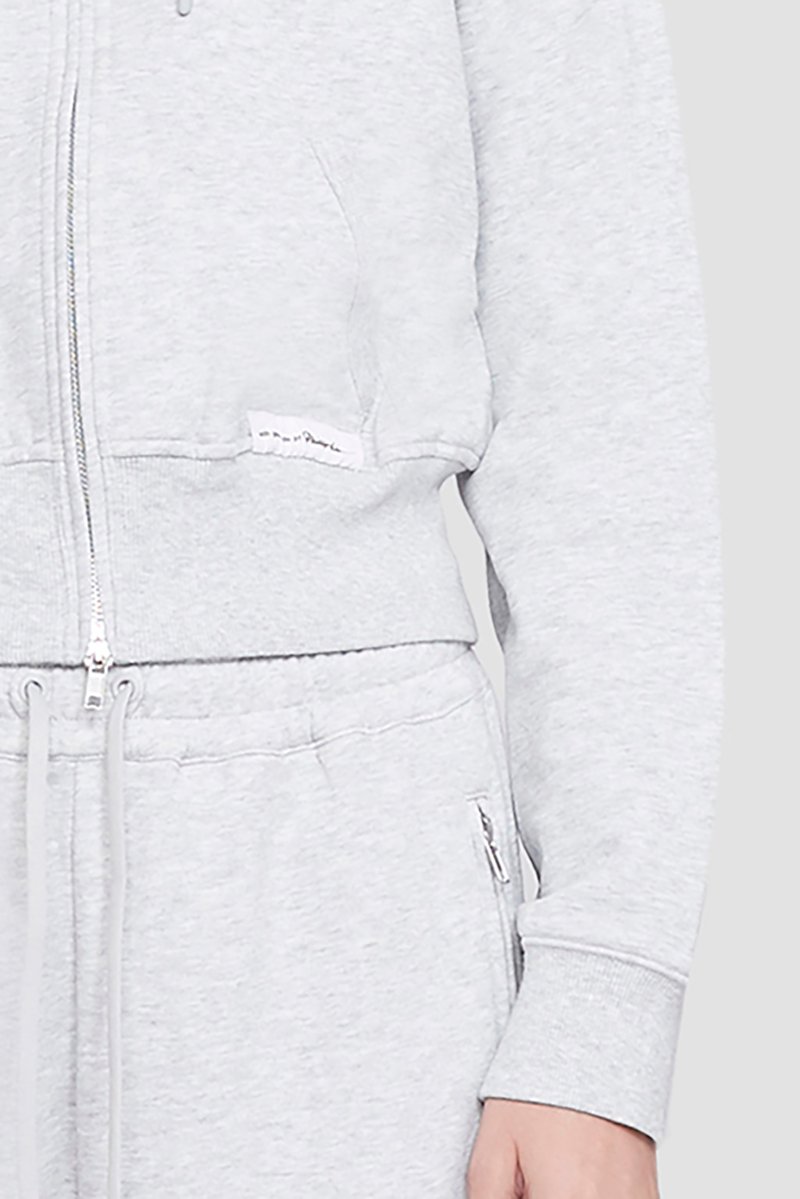 Don't Sweat It Zip-Up Jacket-grey #0 Don't Sweat It Zip-Up Jacket, Light heather grey cotton Don’t Sweat It zip-up jacket from 3.1 PHILLIP LIM featuring logo patch to the front, ribbed detailing, drawstring neck, front zip fastening, long sleeves, two front pouch pockets and straight hem.- 4