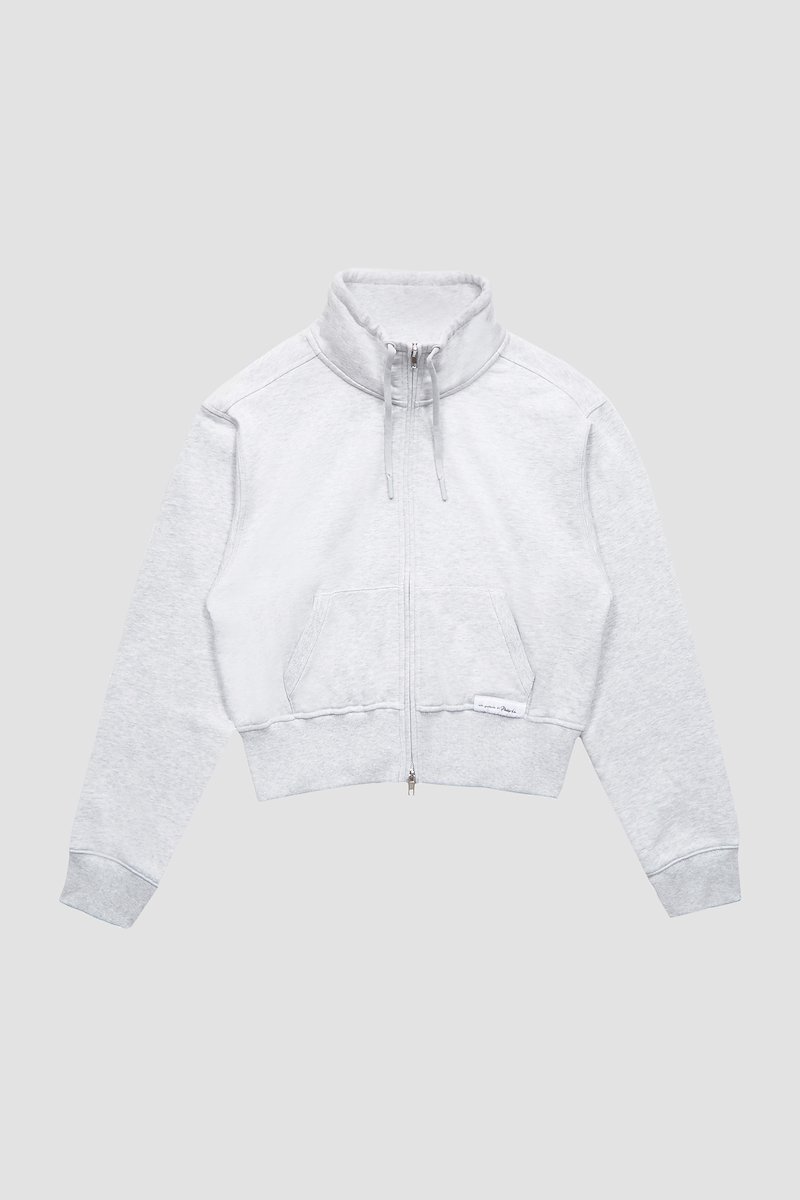 Don't Sweat It Zip-Up Jacket-grey #1 Don't Sweat It Zip-Up Jacket, Light heather grey cotton Don’t Sweat It zip-up jacket from 3.1 PHILLIP LIM featuring logo patch to the front, ribbed detailing, drawstring neck, front zip fastening, long sleeves, two front pouch pockets and straight hem.- 5