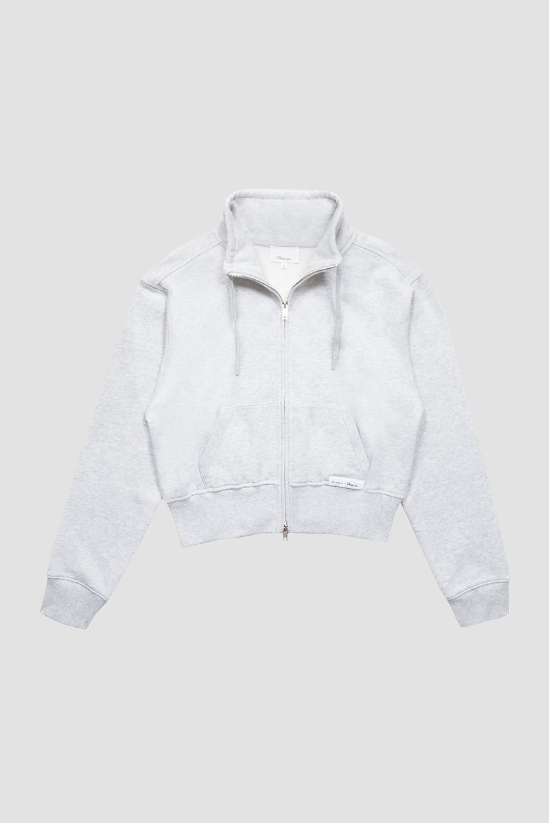 Don't Sweat It Zip-Up Jacket-grey #0 Don't Sweat It Zip-Up Jacket, Light heather grey cotton Don’t Sweat It zip-up jacket from 3.1 PHILLIP LIM featuring logo patch to the front, ribbed detailing, drawstring neck, front zip fastening, long sleeves, two front pouch pockets and straight hem.- 6