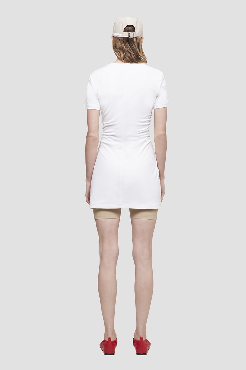 The Everyday Mini Dress-white #1 The Everyday Mini Dress, White cotton Everyday T-shirt minidress from 3.1 PHILLIP LIM featuring jersey fleece, ruched detailing, crew neck, short sleeves, straight hem and thigh-length.- 3