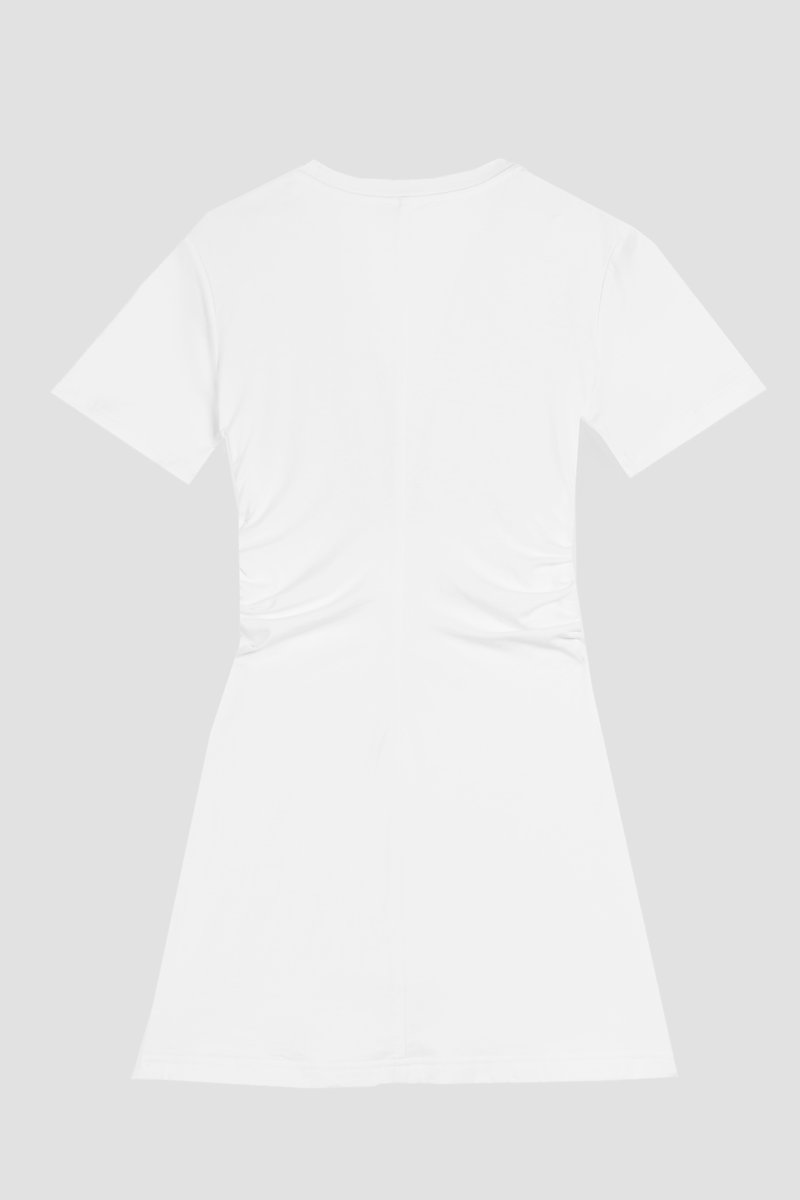 The Everyday Mini Dress-white #0 The Everyday Mini Dress, White cotton Everyday T-shirt minidress from 3.1 PHILLIP LIM featuring jersey fleece, ruched detailing, crew neck, short sleeves, straight hem and thigh-length.- 6