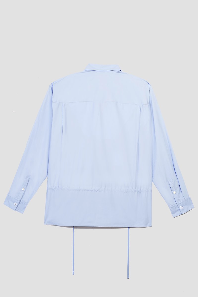 Long Sleeve Shirt-blue #0 Long Sleeve Shirt, cotton drawstring-waist shirt from 3.1 PHILLIP LIM featuring light blue, cotton, classic collar, front button fastening, drawstring fastening waist, long sleeves and straight hem.- 6