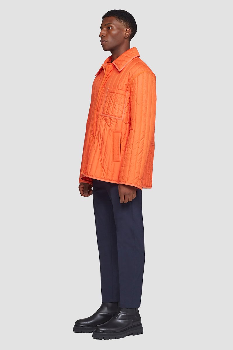 Quilted Liner Jacket-orange #0 Quilted Liner Jacket, Orange quilted single-breasted jacket from 3.1 PHILLIP LIM featuring quilted, straight-point collar, front press-stud fastening, long sleeves, elasticated cuffs, chest patch pocket and two side slit pockets.- 2