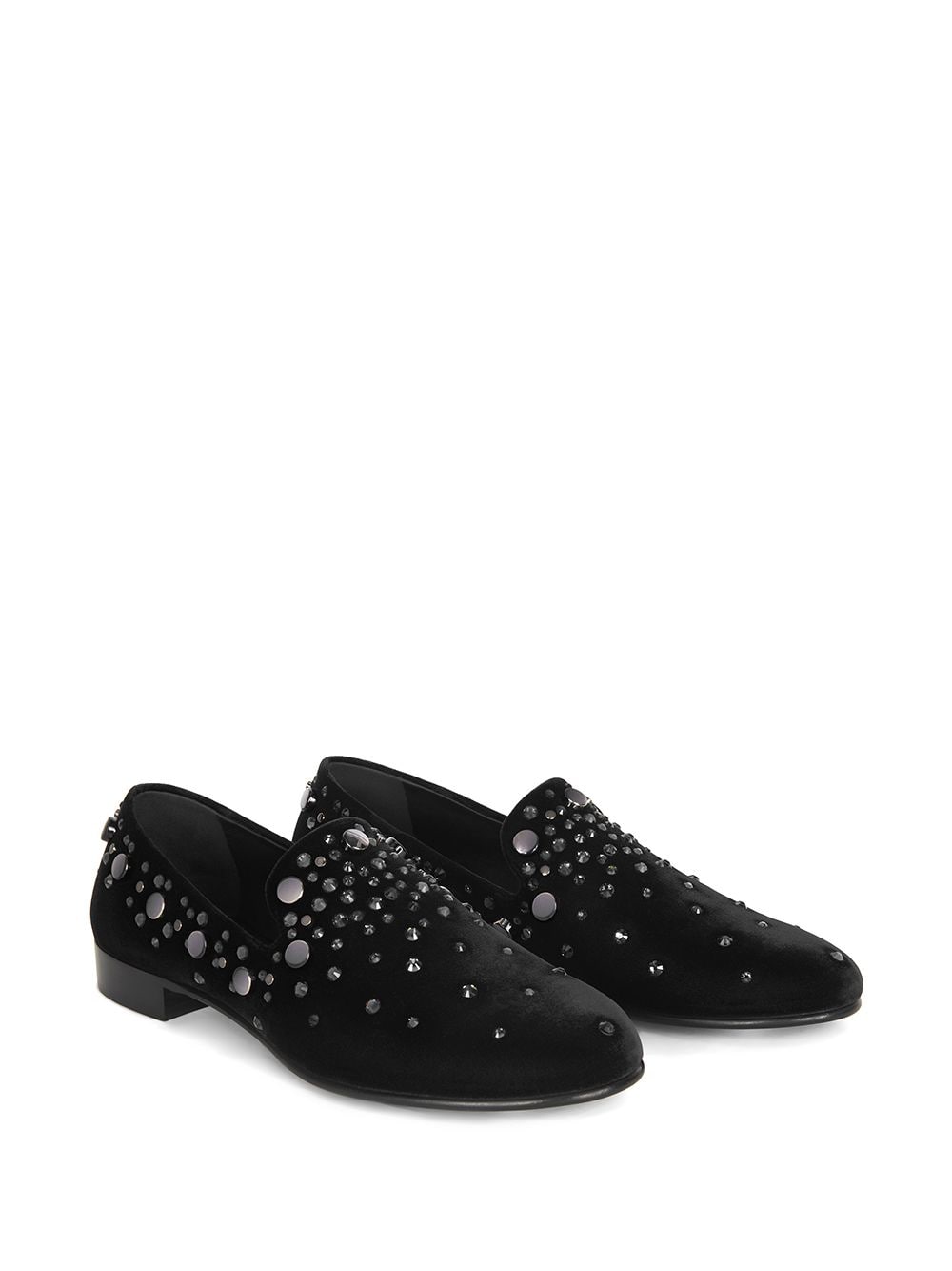 Shop Giuseppe Zanotti Seymour Studded Velvet Loafers In Black