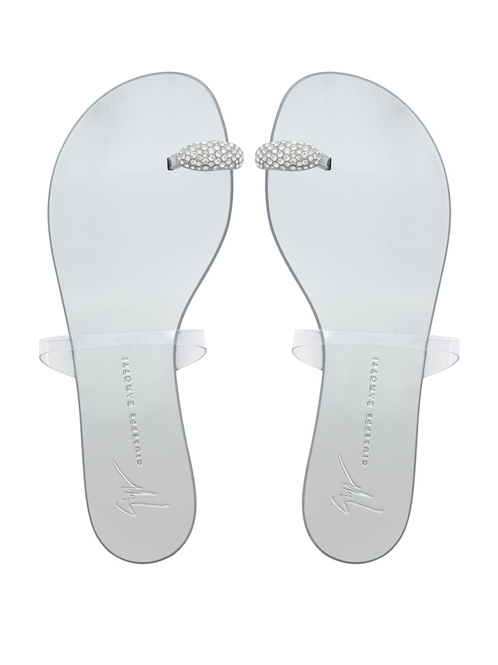 Shop Giuseppe Zanotti Ring Plexi Open-toe Flat Sandals In 银色