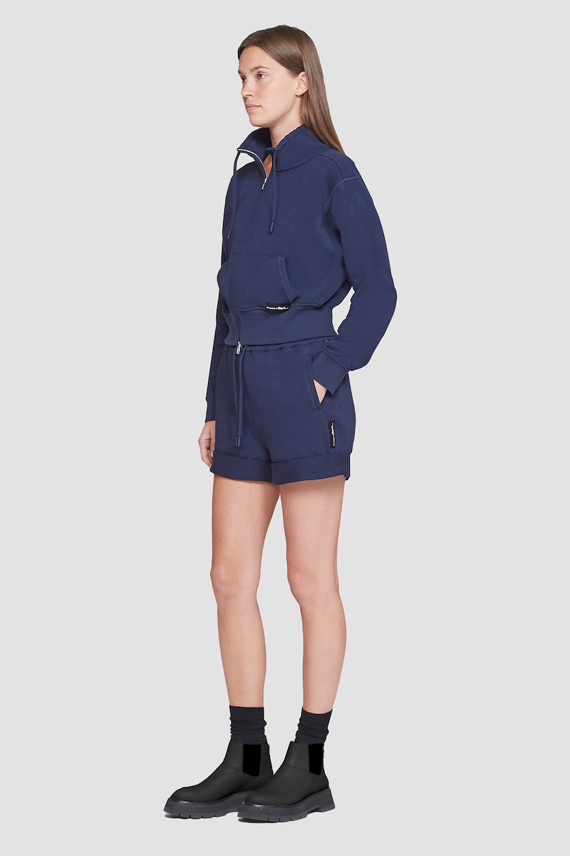 Don't Sweat It Zip-Up Jacket-blue #0 Don't Sweat It Zip-Up Jacket, Don’t Sweat It zip-up jacket from 3.1 PHILLIP LIM featuring navy blue, cotton, stand-up collar, drawstring neck, logo patch to the front, ribbed detailing, front zip fastening, long sleeves, two front pouch pockets and straight hem.- 2