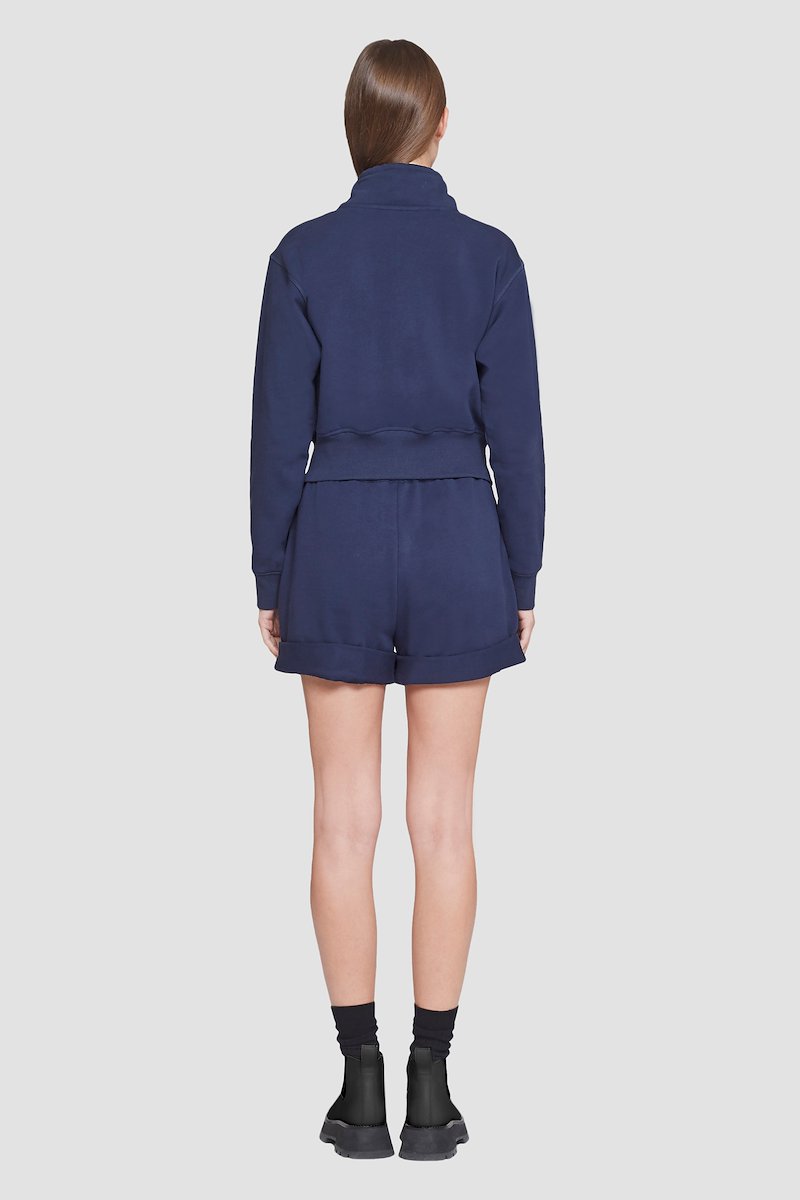 Don't Sweat It Zip-Up Jacket-blue #1 Don't Sweat It Zip-Up Jacket, Don’t Sweat It zip-up jacket from 3.1 PHILLIP LIM featuring navy blue, cotton, stand-up collar, drawstring neck, logo patch to the front, ribbed detailing, front zip fastening, long sleeves, two front pouch pockets and straight hem.- 3