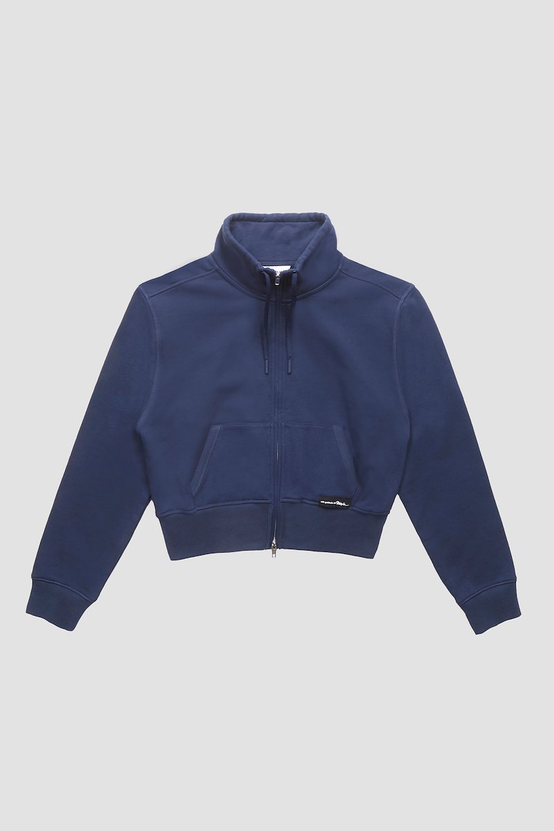 Don't Sweat It Zip-Up Jacket-blue #0 Don't Sweat It Zip-Up Jacket, Don’t Sweat It zip-up jacket from 3.1 PHILLIP LIM featuring navy blue, cotton, stand-up collar, drawstring neck, logo patch to the front, ribbed detailing, front zip fastening, long sleeves, two front pouch pockets and straight hem.- 6