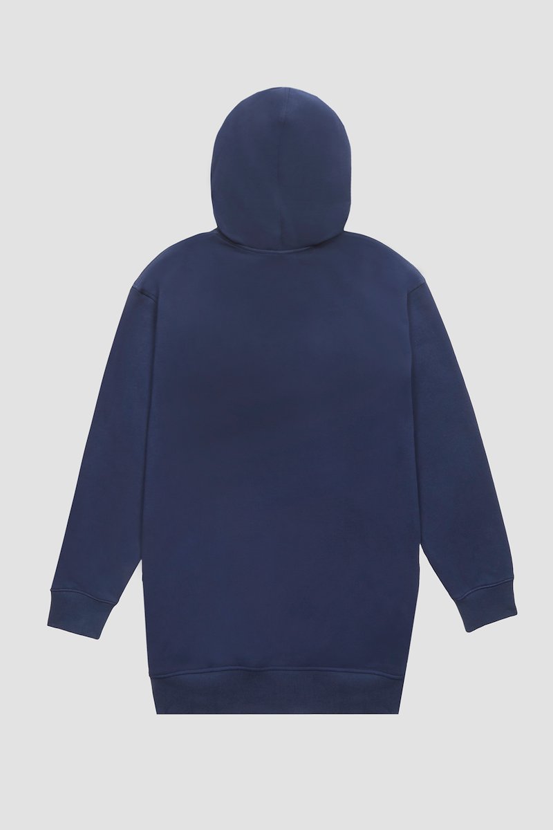 The Live-In Sweat Dress-blue #0 The Live-In Sweat Dress, The Live-In sweatshirt dress from 3.1 PHILLIP LIM featuring navy blue, cotton, drawstring hood, drop shoulder, long sleeves, two side slit pockets and ribbed edge.- 6