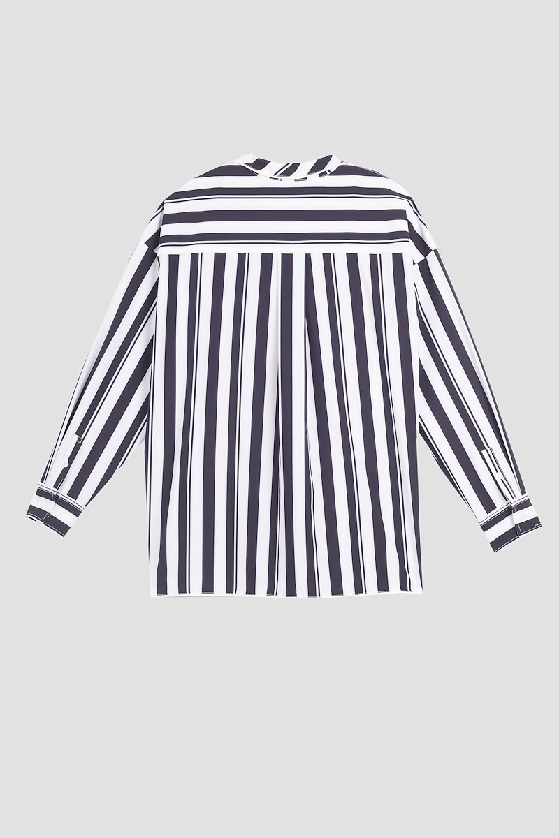 Striped PJ Shirt-white #1 Striped PJ Shirt, Midnight blue/white Playtime pajama shirt from 3.1 PHILLIP LIM featuring vertical stripe print, spread collar, chest patch pocket, front button fastening and long sleeves.- 5