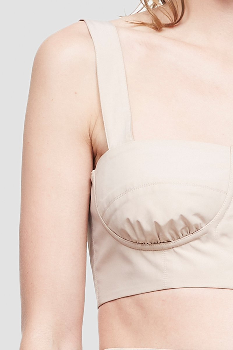 The Day Bra-neutrals #0 The Day Bra, Dark blush square-neck cropped top from 3.1 PHILLIP LIM featuring square neck, elasticated panelling, cropped, tonal design and elasticated shoulder straps.- 4