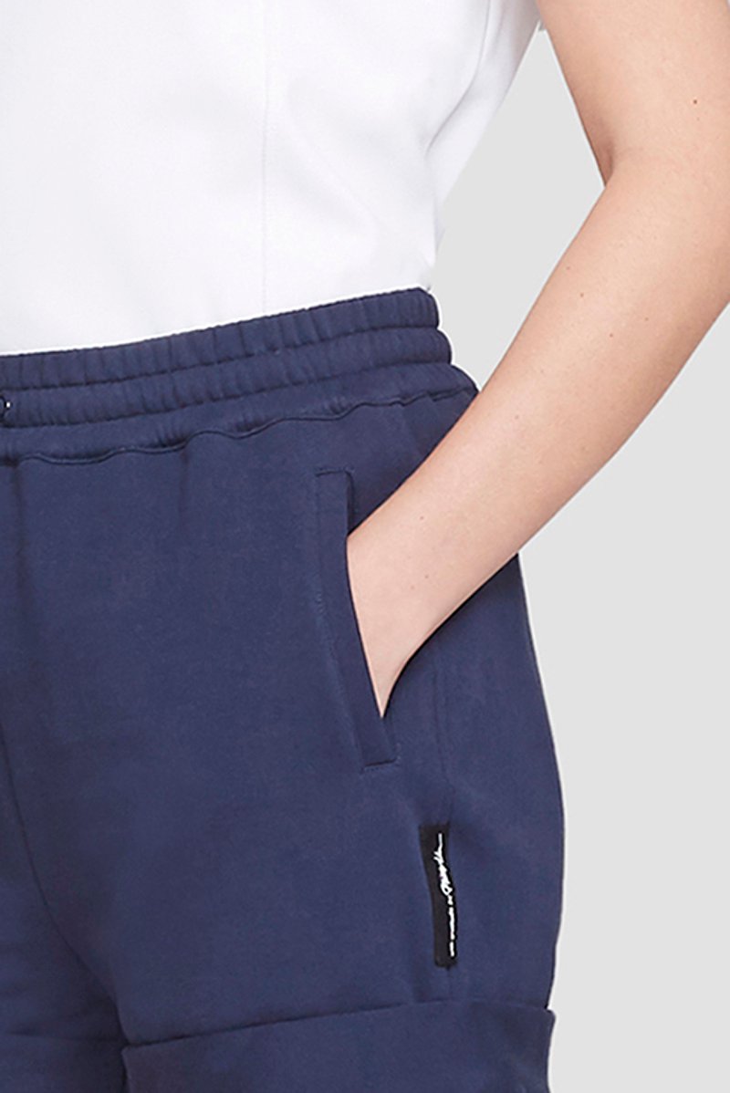 The Everyday Short-blue #0 The Everyday Short, Everyday track shorts from 3.1 PHILLIP LIM featuring navy blue, cotton, mini logo tag, elasticated drawstring waistband and two side slit pockets.- 4