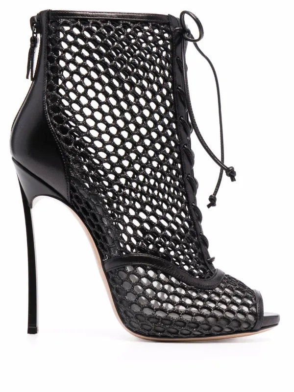 mesh lace up booties