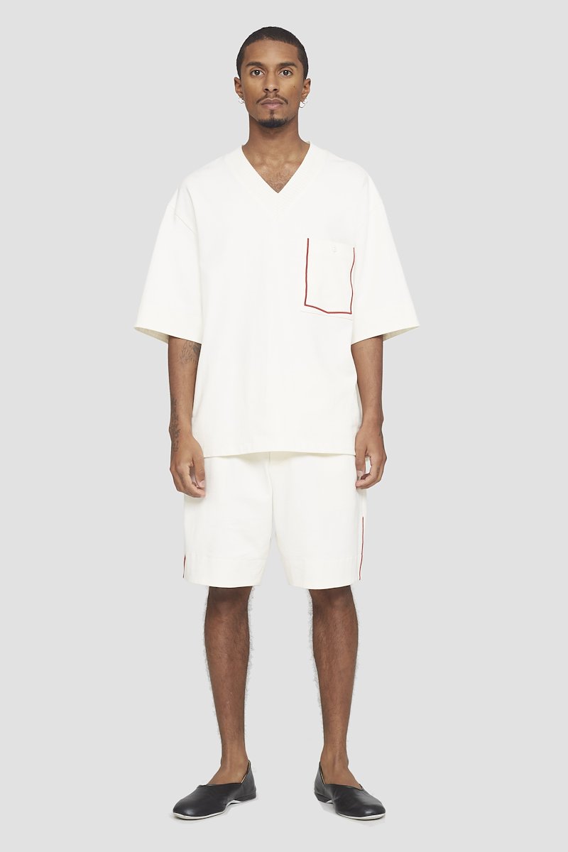 Boxer Short-white #0 Boxer Short, side-stripe sweatshorts from 3.1 PHILLIP LIM featuring ivory white, cotton, side stripe detailing, elasticated drawstring waistband, two side slit pockets and above-knee length.- 0