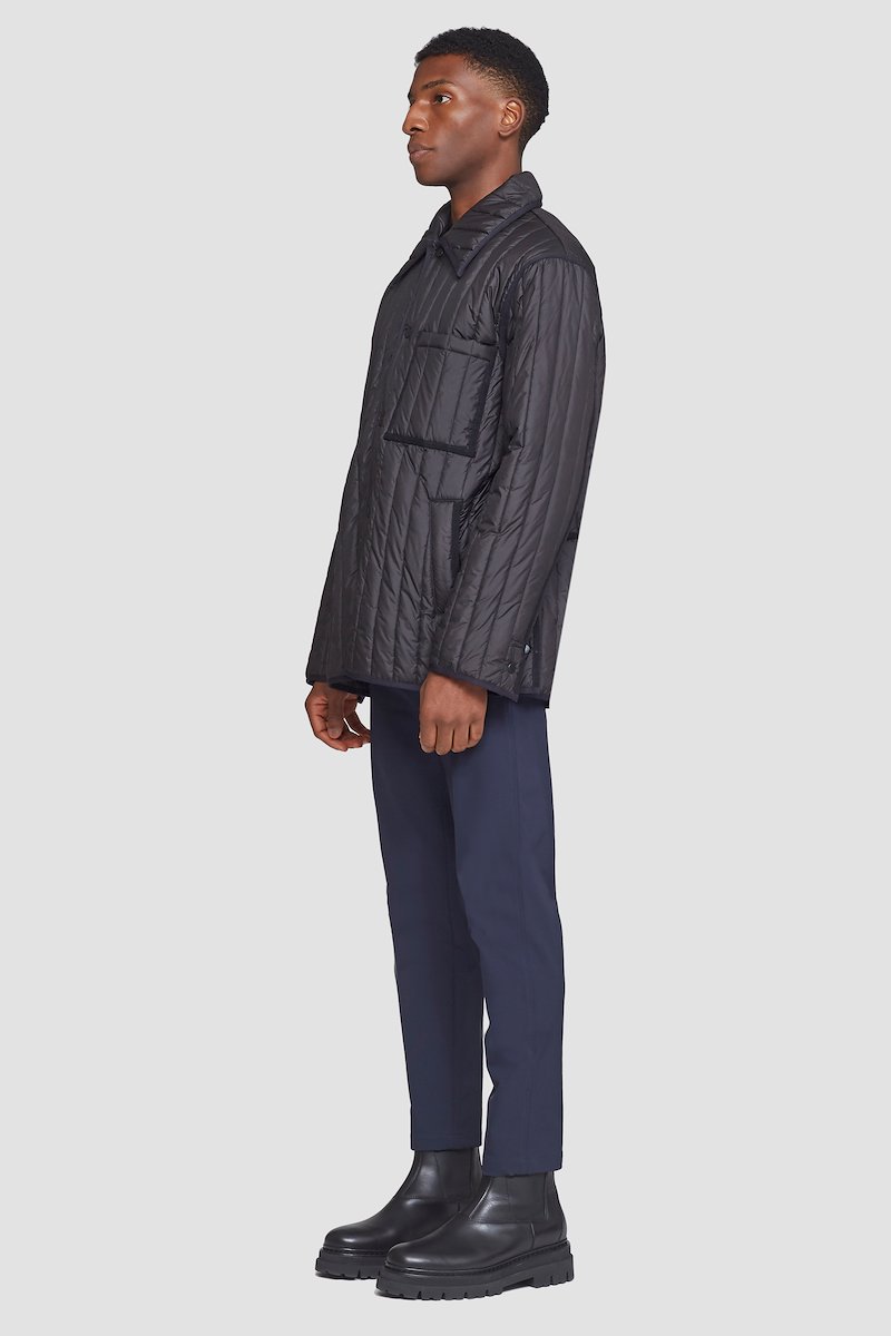 Quilted Liner Jacket-black #0 Quilted Liner Jacket, Black quilted single-breasted jacket from 3.1 PHILLIP LIM featuring quilted, straight-point collar, front press-stud fastening, long sleeves, elasticated cuffs, chest patch pocket and two side slit pockets.- 2