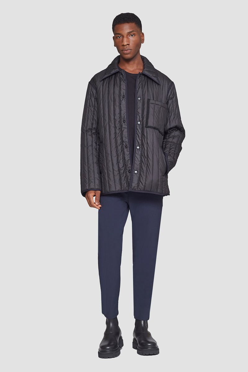 Quilted Liner Jacket-black #0 Quilted Liner Jacket, Black quilted single-breasted jacket from 3.1 PHILLIP LIM featuring quilted, straight-point collar, front press-stud fastening, long sleeves, elasticated cuffs, chest patch pocket and two side slit pockets.- 0