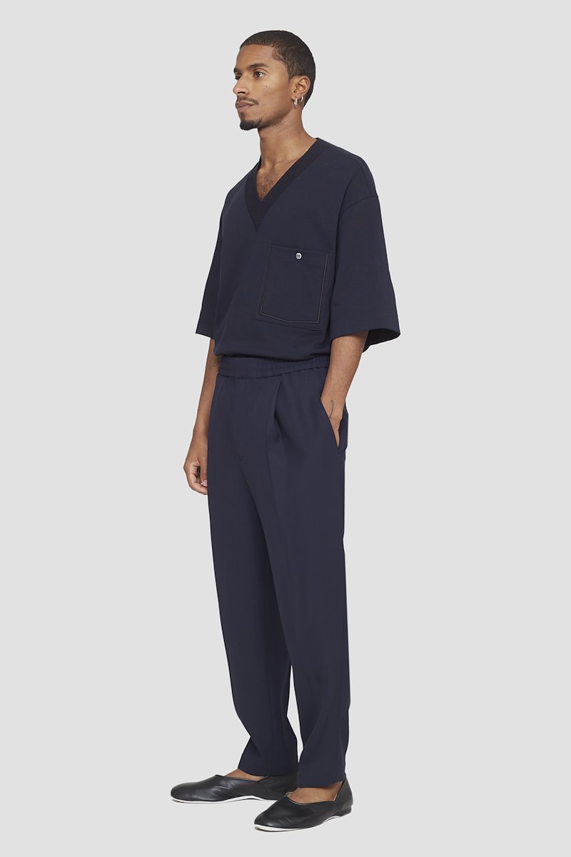 Tapered Trouser-blue #0 Tapered Trouser, pleat-detail tapered trousers from 3.1 PHILLIP LIM featuring navy blue, tapered leg, pleat detailing, elasticated waistband, concealed front fastening and two side slit pockets.- 2