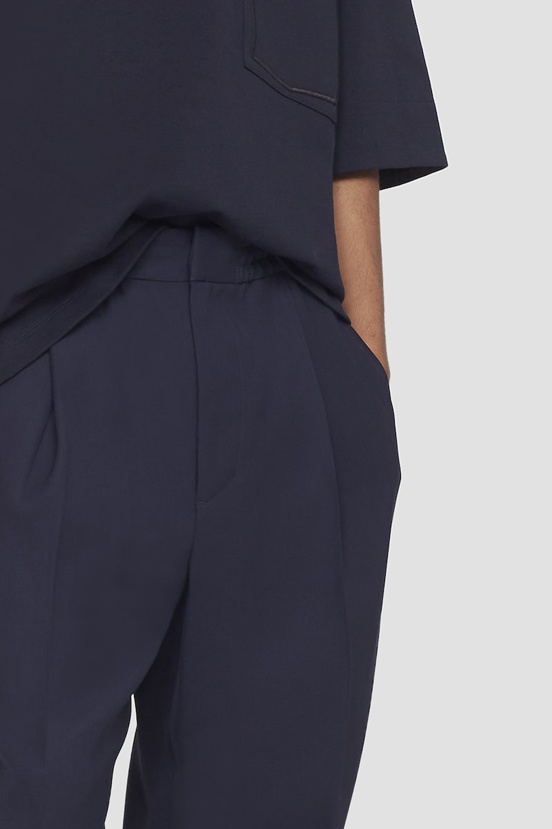 Tapered Trouser-blue #0 Tapered Trouser, pleat-detail tapered trousers from 3.1 PHILLIP LIM featuring navy blue, tapered leg, pleat detailing, elasticated waistband, concealed front fastening and two side slit pockets.- 4