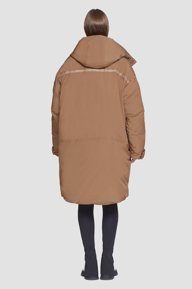 Unisex Duvet Parka-neutrals #1 Unisex Duvet Parka, Watnut Duvet oversized parka from 3.1 PHILLIP LIM featuring detachable hood, high neck, front press-stud and zip fastening, long sleeves, two handwarmer pockets, curved hem and water-repellent.- 7