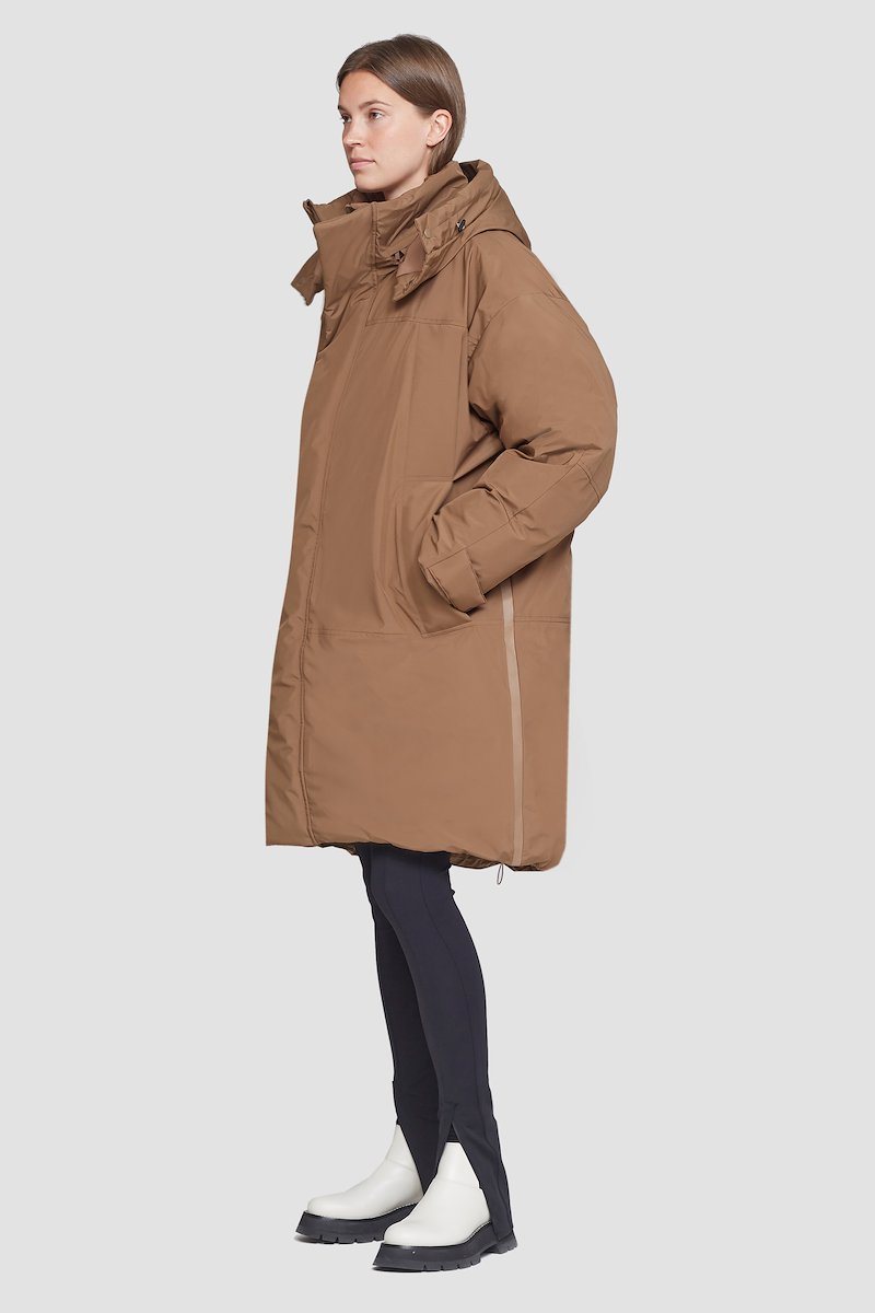 Unisex Duvet Parka-neutrals #0 Unisex Duvet Parka, Watnut Duvet oversized parka from 3.1 PHILLIP LIM featuring detachable hood, high neck, front press-stud and zip fastening, long sleeves, two handwarmer pockets, curved hem and water-repellent.- 6