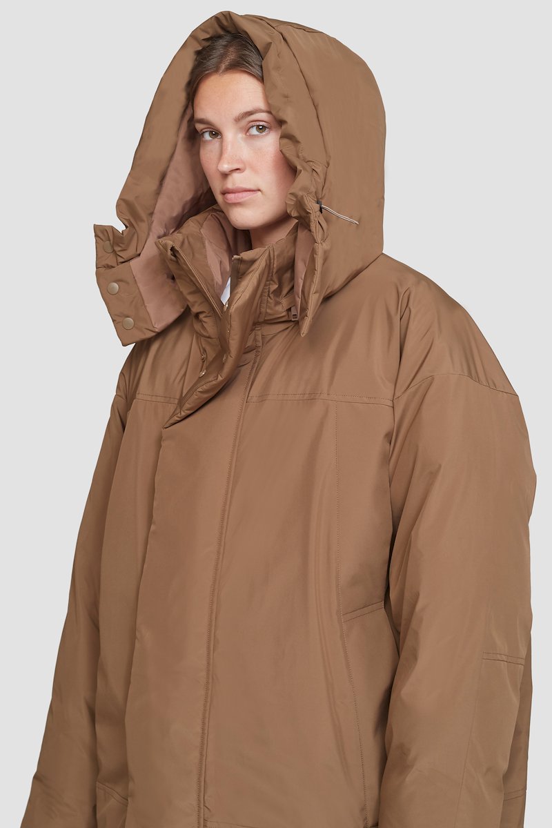 Unisex Duvet Parka-neutrals #0 Unisex Duvet Parka, Watnut Duvet oversized parka from 3.1 PHILLIP LIM featuring detachable hood, high neck, front press-stud and zip fastening, long sleeves, two handwarmer pockets, curved hem and water-repellent.- 8