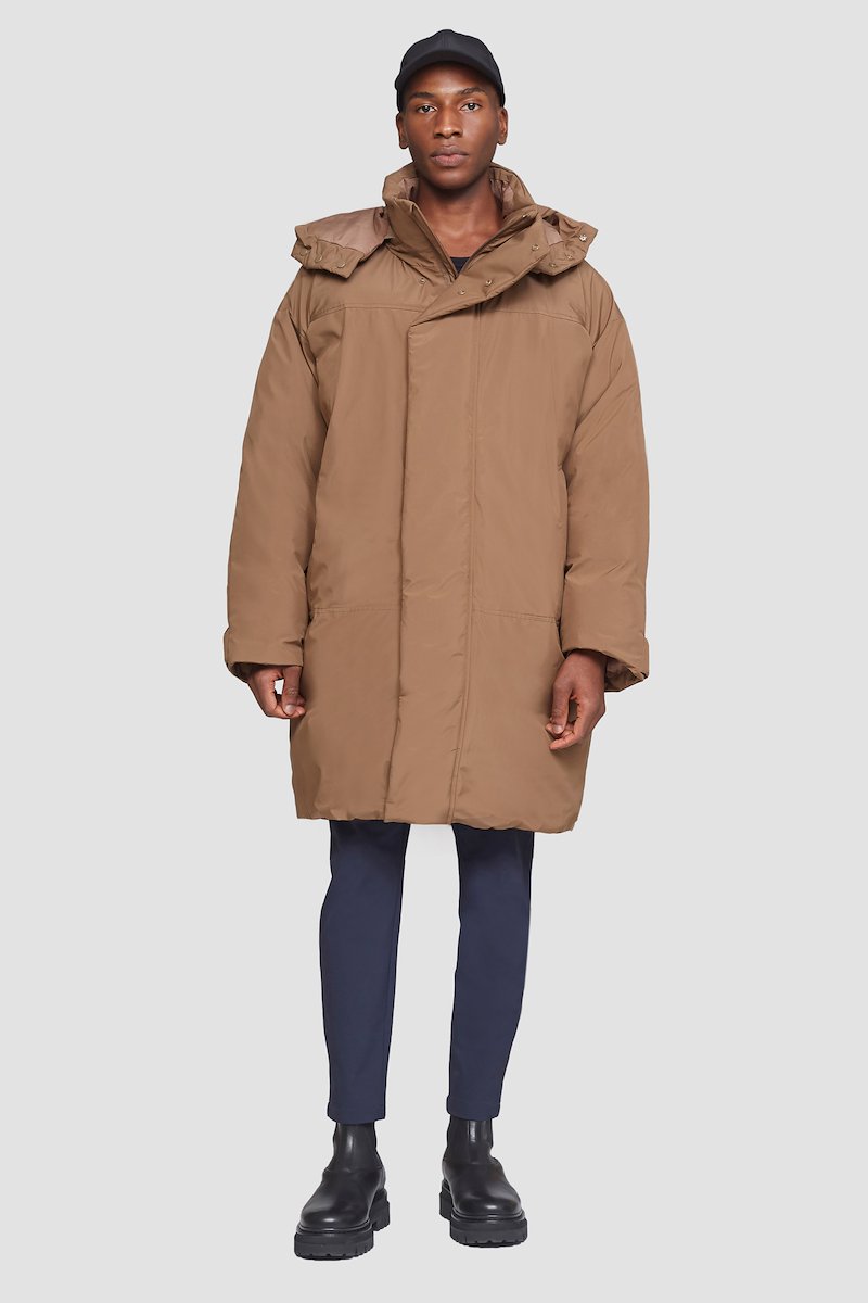 Unisex Duvet Parka-neutrals #0 Unisex Duvet Parka, Watnut Duvet oversized parka from 3.1 PHILLIP LIM featuring detachable hood, high neck, front press-stud and zip fastening, long sleeves, two handwarmer pockets, curved hem and water-repellent.- 2