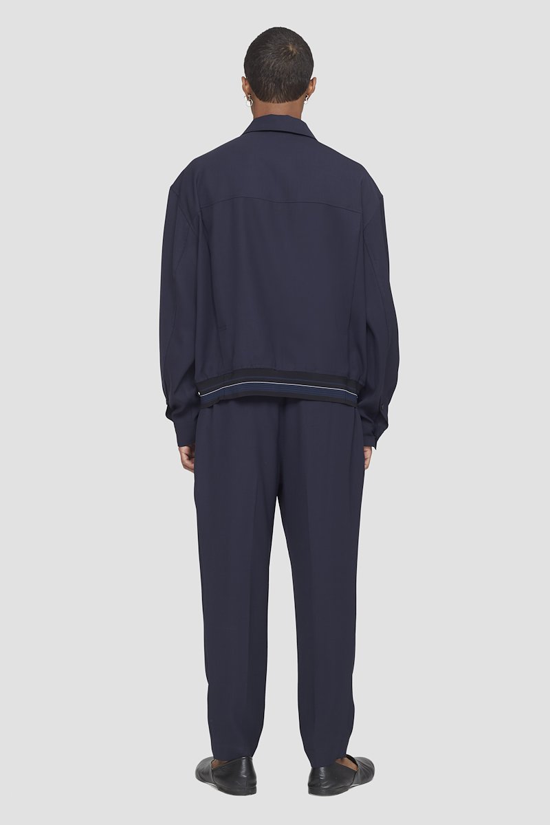 Bowler Jacket-blue #1 Bowler Jacket, stripe-trim shirt jacket from 3.1 PHILLIP LIM featuring navy blue, stripe trim, straight-point collar, front zip fastening, long sleeves and two press-stud fastening side pockets.- 3