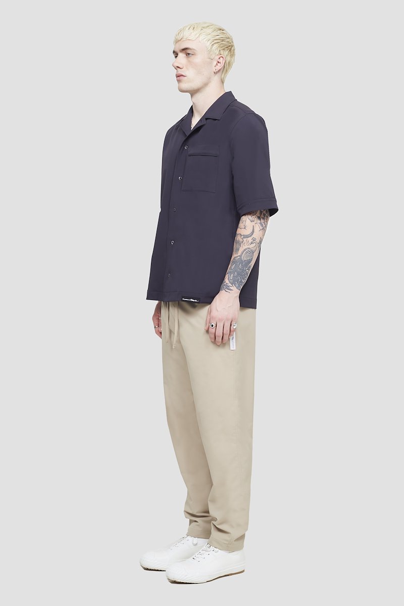 Kickin' It Shirt-blue #0 Kickin' It Shirt, Midnight blue Kickin It short-sleeved shirt from 3.1 PHILLIP LIM featuring notched collar, front button fastening, short sleeves, chest patch pocket and straight hem.- 2