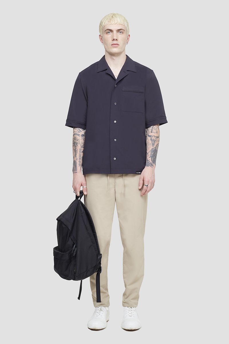 Kickin' It Shirt-blue #1 Kickin' It Shirt, Midnight blue Kickin It short-sleeved shirt from 3.1 PHILLIP LIM featuring notched collar, front button fastening, short sleeves, chest patch pocket and straight hem.- 1