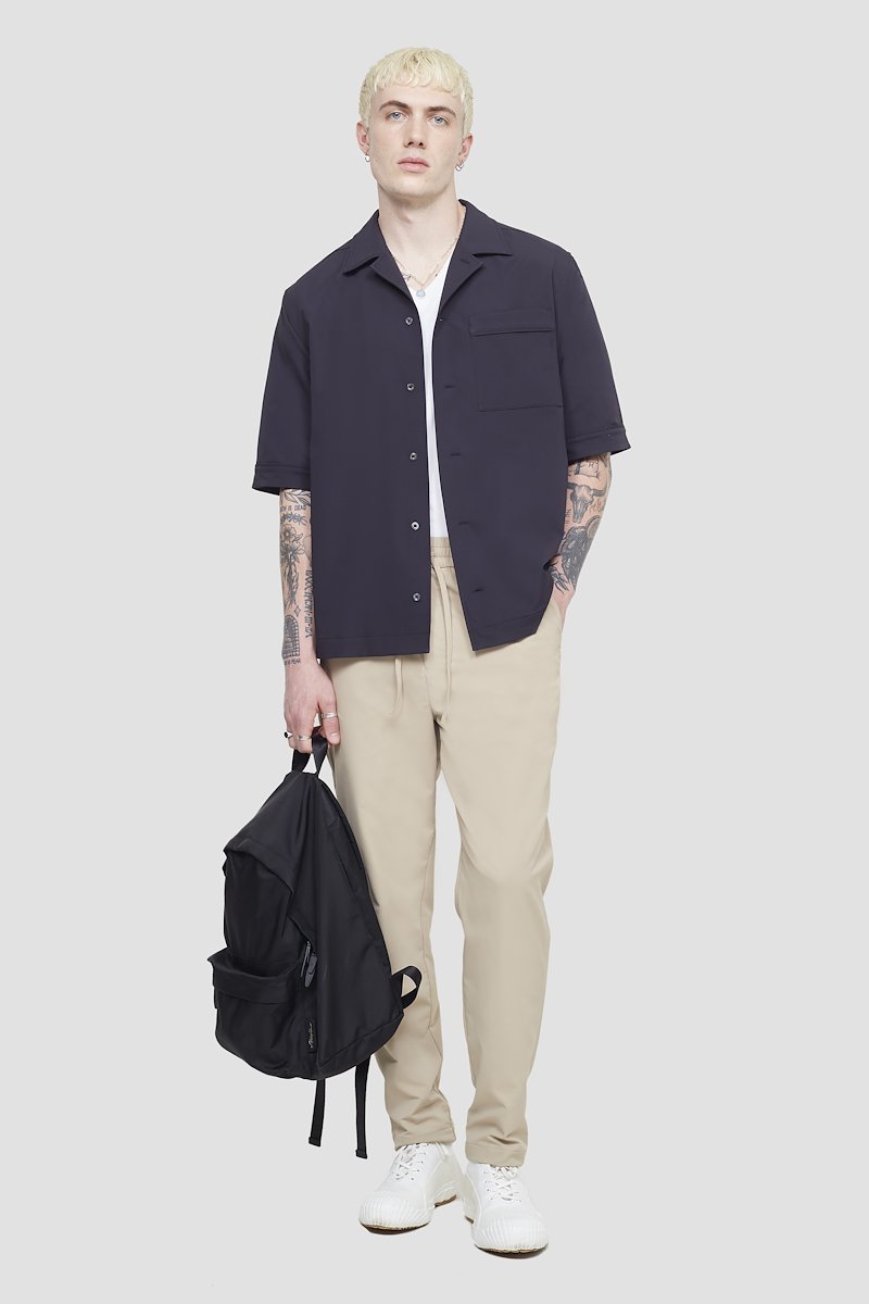 Kickin' It Shirt, Midnight blue Kickin It short-sleeved shirt from 3.1 PHILLIP LIM featuring notched collar, front button fastening, short sleeves, chest patch pocket and straight hem.- 0