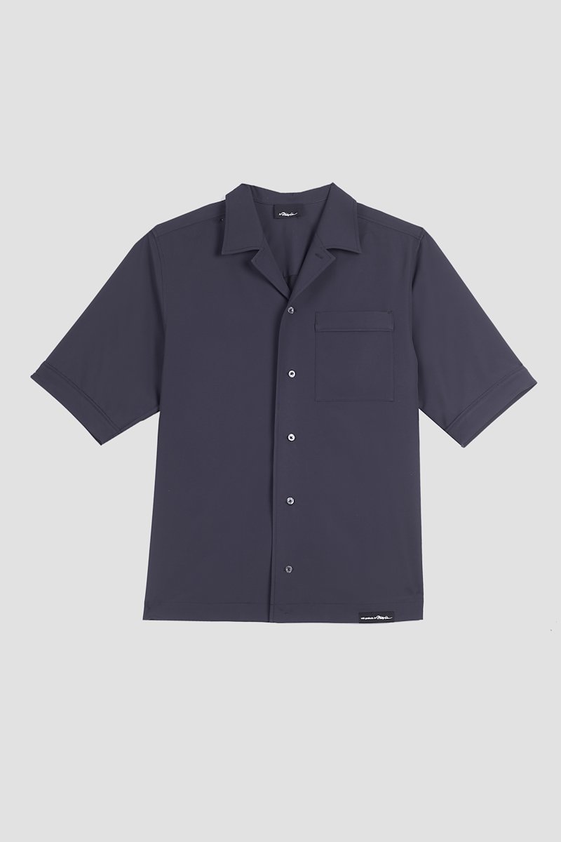 Kickin' It Shirt-blue #1 Kickin' It Shirt, Midnight blue Kickin It short-sleeved shirt from 3.1 PHILLIP LIM featuring notched collar, front button fastening, short sleeves, chest patch pocket and straight hem.- 5