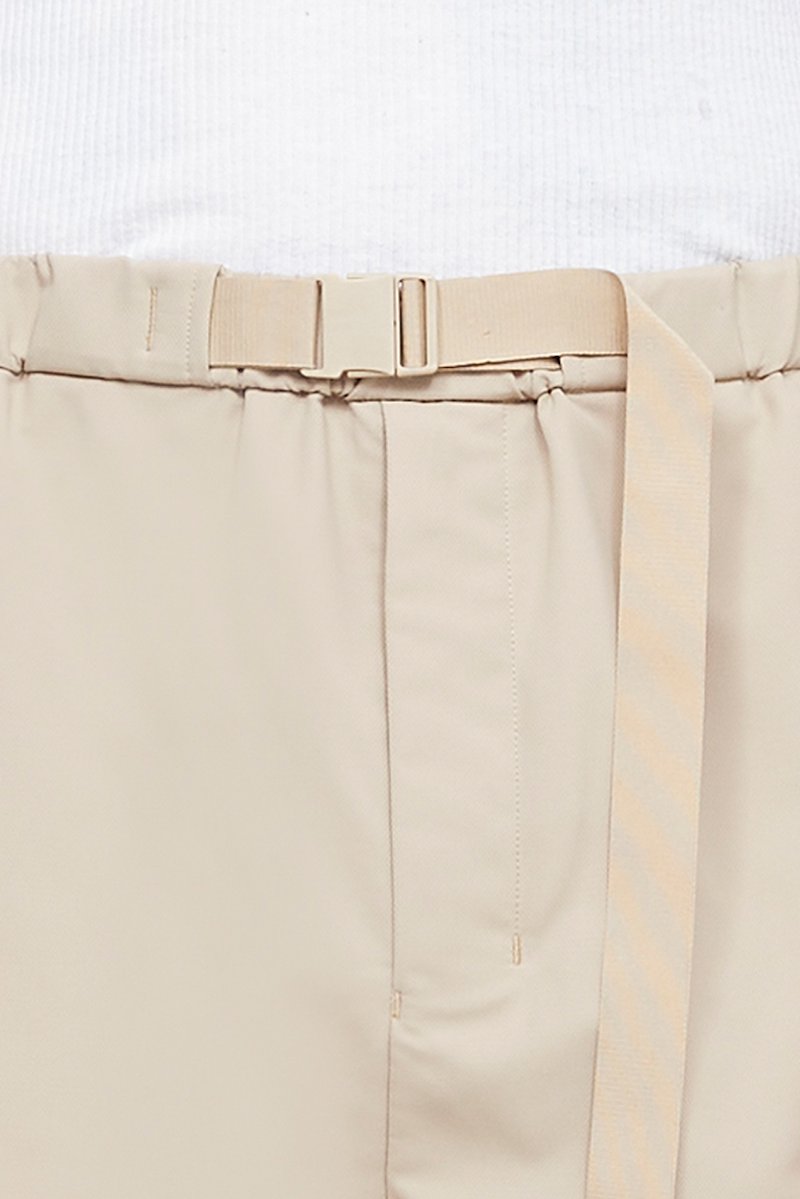 Kickin' It Short-neutrals #0 Kickin' It Short, Khaki beige Kickin It knee-length shorts from 3.1 PHILLIP LIM featuring logo patch to the side, elasticated drawstring waistband, two side slit pockets, two rear welt pockets and knee-length.- 4