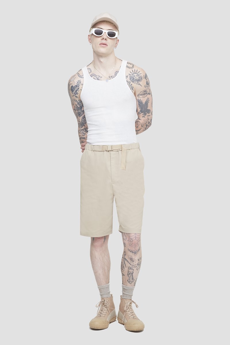 Kickin' It Short-neutrals #0 Kickin' It Short, Khaki beige Kickin It knee-length shorts from 3.1 PHILLIP LIM featuring logo patch to the side, elasticated drawstring waistband, two side slit pockets, two rear welt pockets and knee-length.- 0