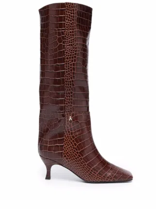 Patrizia Pepe Crocodile square toe Leather Boots Farfetch