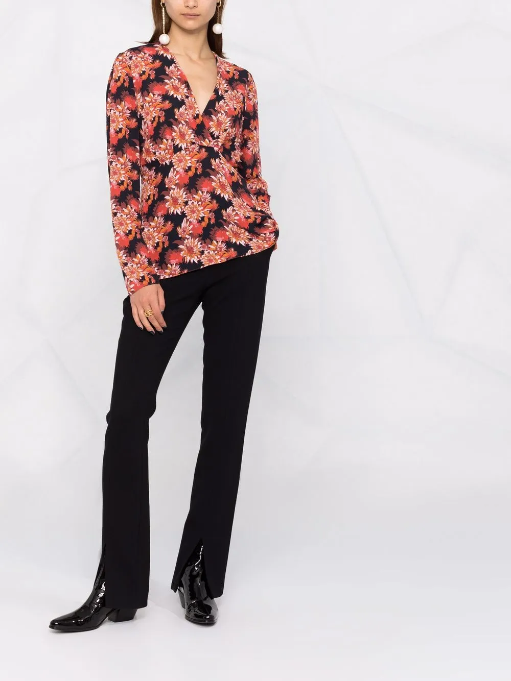 Patrizia Pepe Blouse met bloemenprint - Rood