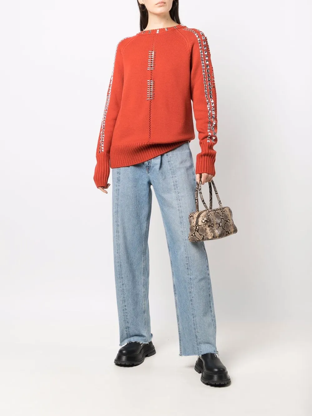 Patrizia Pepe Trui met studs - Oranje