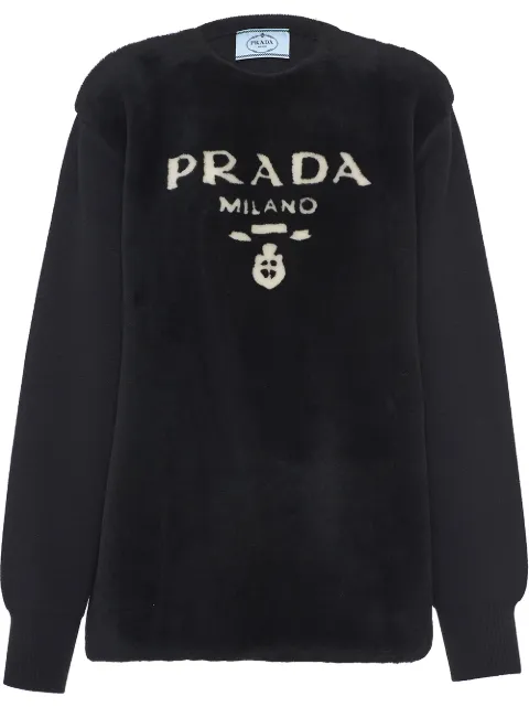 Prada logo-intarsia panelled jumper