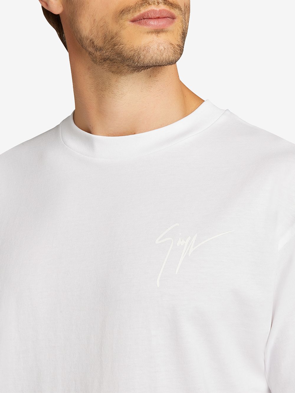 Shop Giuseppe Zanotti Finished-trim Cotton T-shirt In White