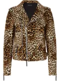 Giuseppe Zanotti Amelia leopard-print biker jacket - Brown