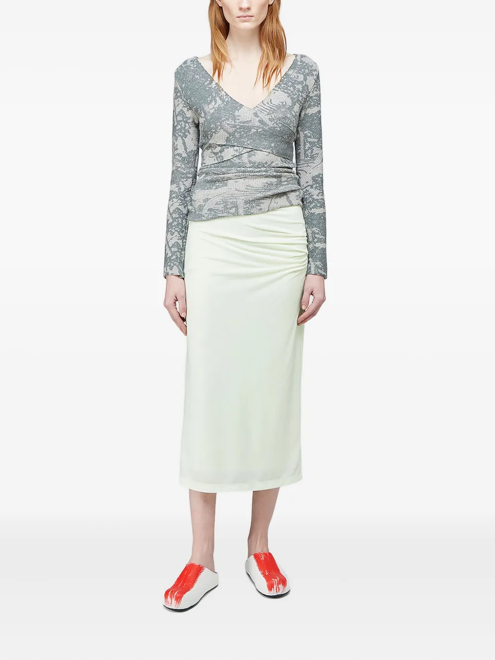 Eckhaus Latta Abstract-print Wrap-around T-shirt In Multi