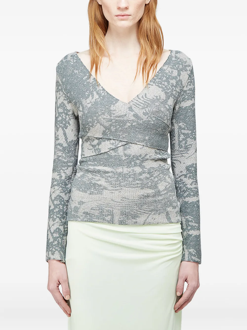 Eckhaus Latta Abstract-print Wrap-around T-shirt In Multi