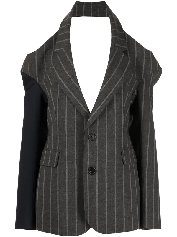 Shop Monse striped halterneck blazer with Express Delivery - FARFETCH