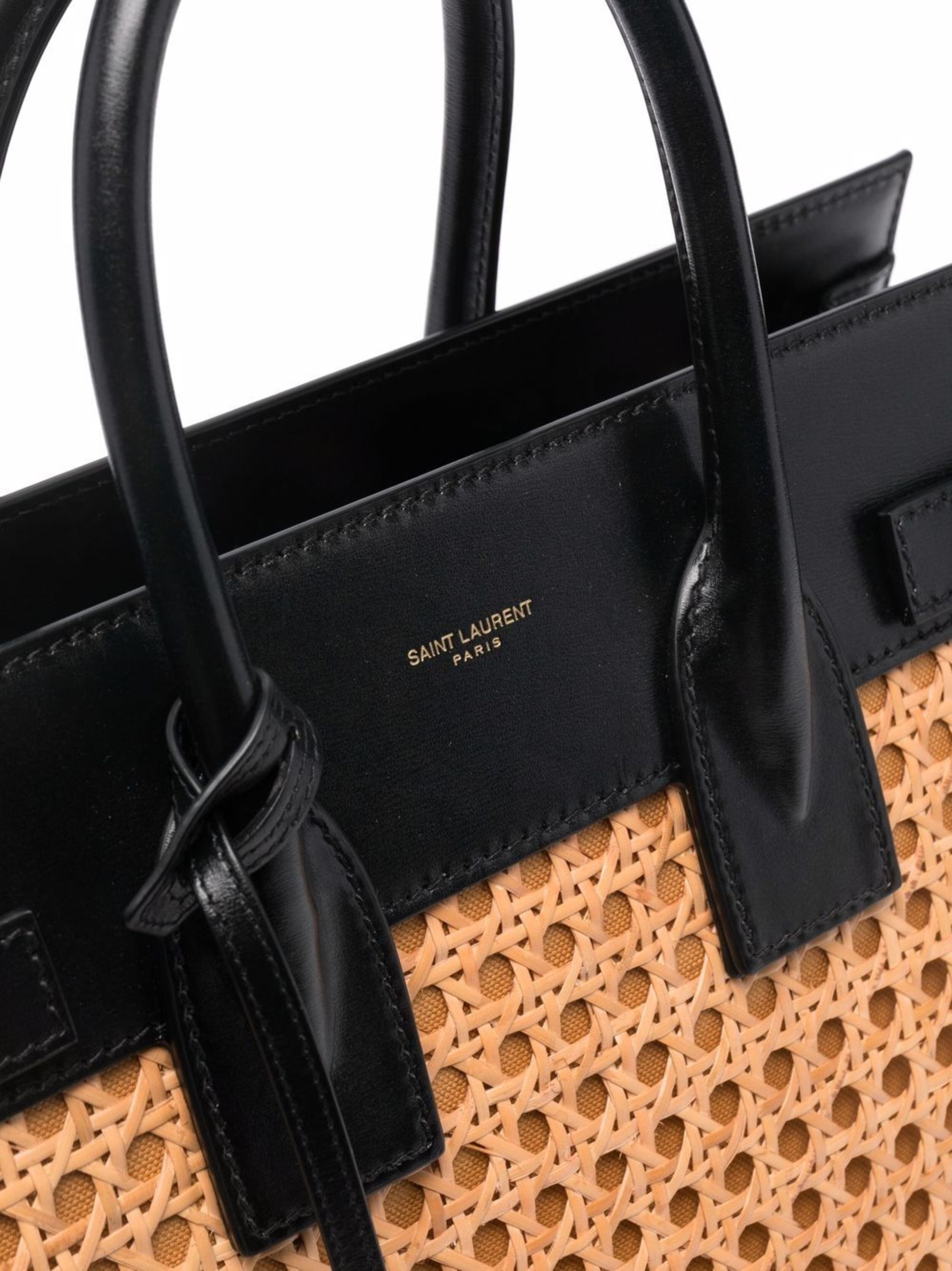 woven raffia box tote bag | Saint Laurent | Eraldo.com