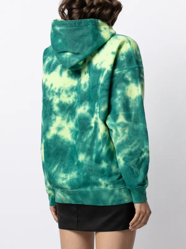 green and black tie dye moletom com capuz