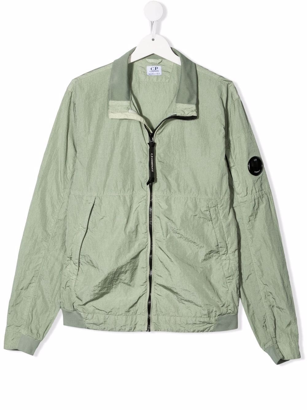 C.p. Company Logo-patch Sleeve Jacket In Grün