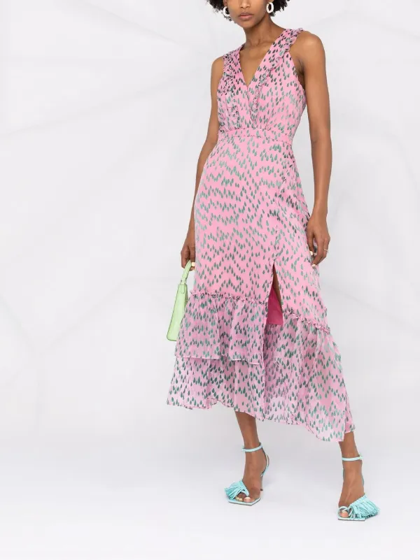 Saloni droplet-print V-neck Dress 