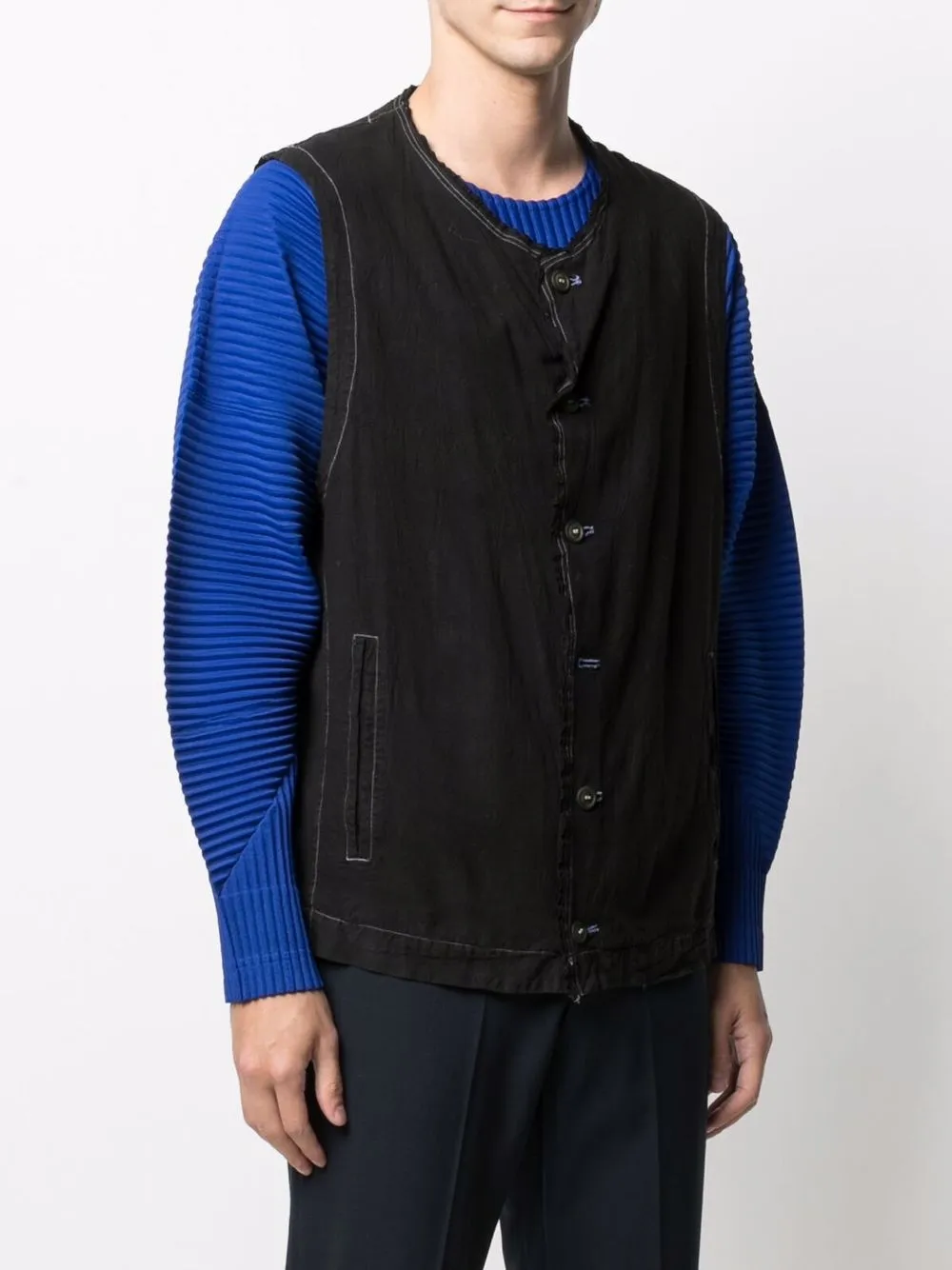 фото Issey miyake pre-owned жилет 1990-х годов с круглым вырезом