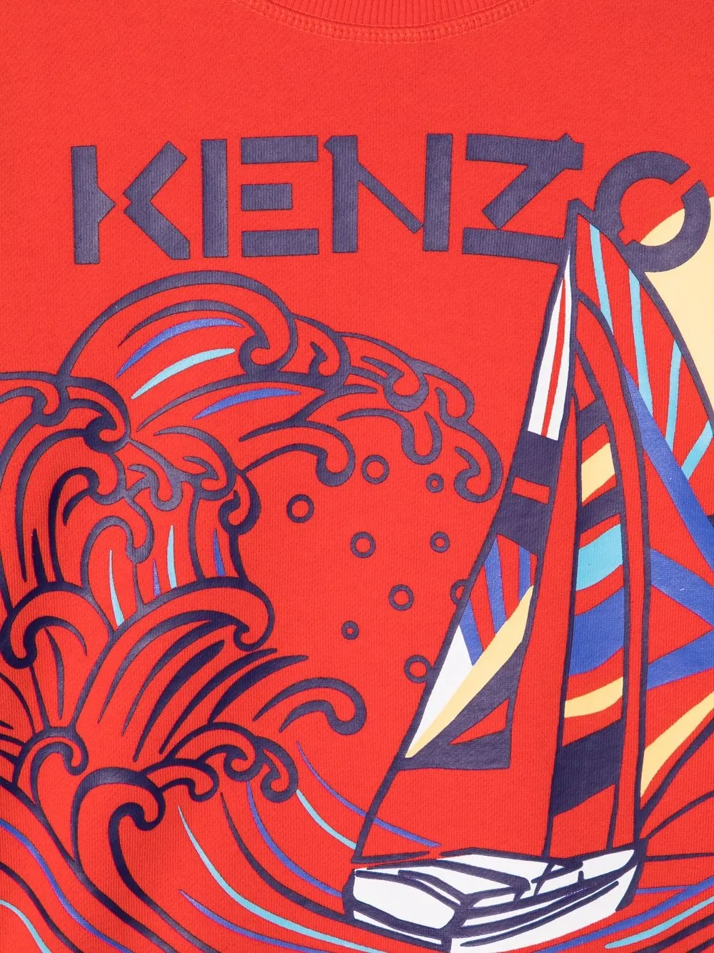 Shop Kenzo Boat-print Cotton Sweatshirt In 红色